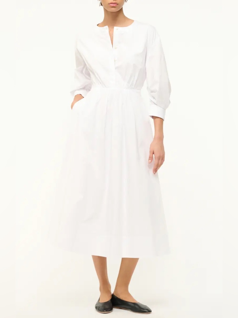 STAUD Cafu Long Sleeve A-Line Dress